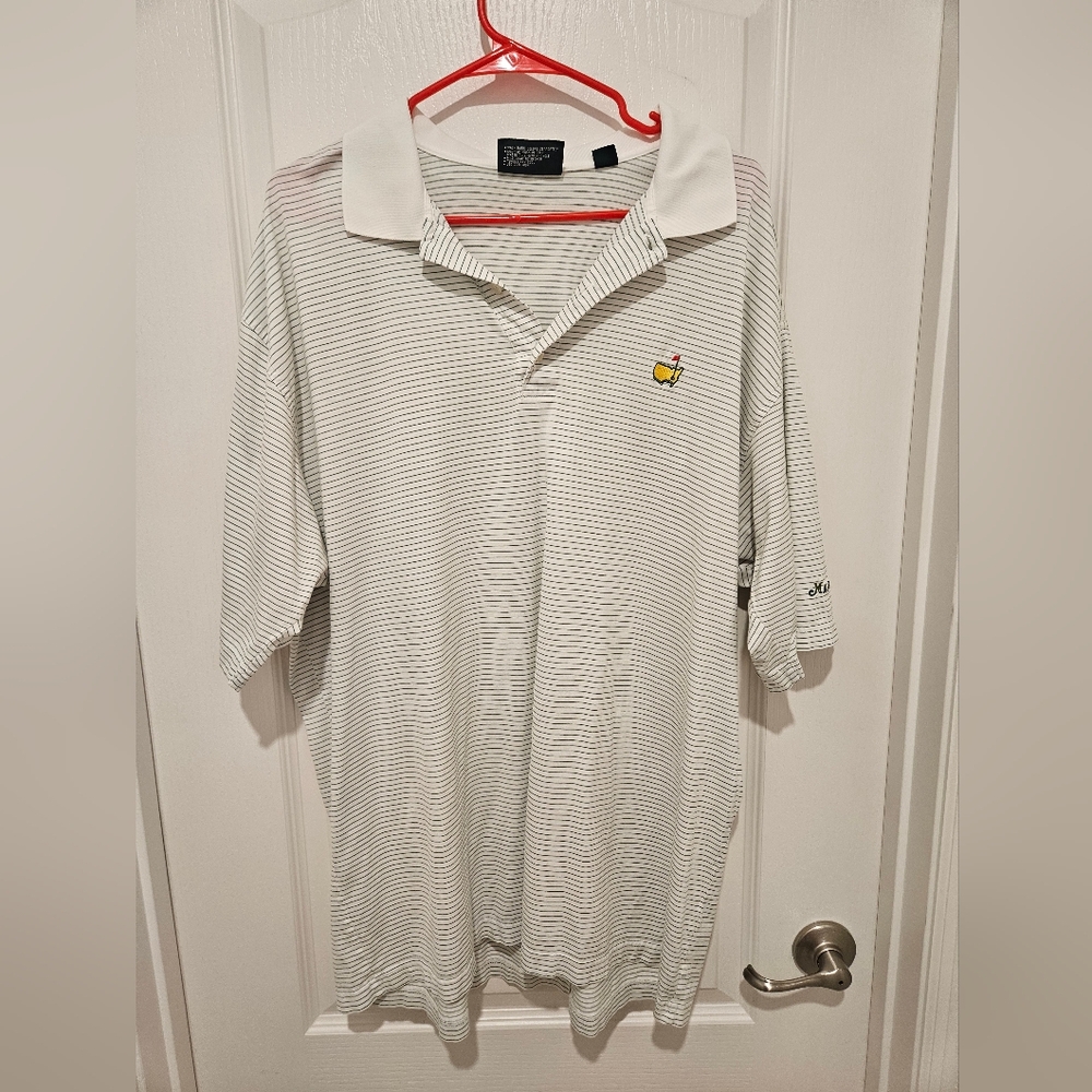 Master's Collection Men's Golf Polo Shirt White & Green Striped Size XL